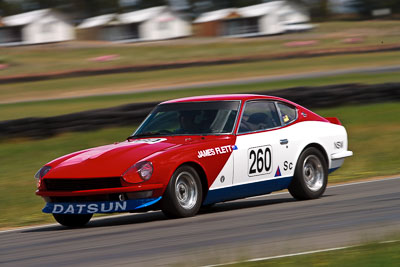 260;1974-Datsun-260Z;30-October-2009;Australia;FOSC;Festival-of-Sporting-Cars;Group-S;James-Flett;NSW;New-South-Wales;Sports-Cars;Wakefield-Park;auto;classic;historic;motion-blur;motorsport;racing;super-telephoto;vintage