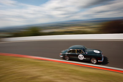 67;1964-Jaguar-Mk-II;3-April-2010;Australia;Bathurst;FOSC;Festival-of-Sporting-Cars;Historic-Touring-Cars;Mt-Panorama;NSW;New-South-Wales;Victor-Waterhouse;auto;classic;clouds;motion-blur;motorsport;movement;racing;sky;speed;vintage;wide-angle