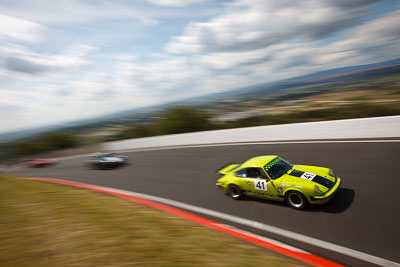 41;1975-Porsche-911-Carrera;3-April-2010;Australia;BAZ27L;Bathurst;FOSC;Festival-of-Sporting-Cars;Geoff-Morgan;Historic-Sports-Cars;Mt-Panorama;NSW;New-South-Wales;auto;classic;clouds;motion-blur;motorsport;movement;racing;sky;speed;vintage;wide-angle