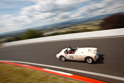 15;1959-MGA-1600;3-April-2010;Australia;Bathurst;FOSC;Festival-of-Sporting-Cars;Historic-Sports-Cars;Mt-Panorama;NSW;New-South-Wales;Richard-Rose;auto;classic;clouds;motion-blur;motorsport;racing;sky;vintage;wide-angle