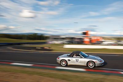 32;1999-Porsche-Boxster;4-April-2010;Australia;Bathurst;FOSC;Festival-of-Sporting-Cars;Mt-Panorama;NSW;New-South-Wales;Regularity;Rodney-McMahon;auto;clouds;motion-blur;motorsport;racing;sky;wide-angle