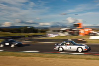 139;1990-Porsche-964-Carrera-2;4-April-2010;Australia;Bathurst;Douglas-McPherson;FOSC;Festival-of-Sporting-Cars;Mt-Panorama;NSW;New-South-Wales;Regularity;auto;clouds;motion-blur;motorsport;racing;sky;wide-angle