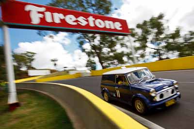 11;1971-Morris-Mini;5-April-2010;Australia;BE57PA;Bathurst;FOSC;Festival-of-Sporting-Cars;Mt-Panorama;NSW;New-South-Wales;Paul-Norris;Regularity;auto;motorsport;racing;wide-angle