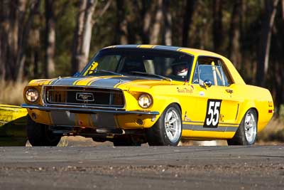 55;1968-Ford-Mustang;24-July-2010;Australia;Group-N;Historic-Touring-Cars;Morgan-Park-Raceway;QLD;Queensland;Russell-Wright;Warwick;auto;classic;motorsport;racing;super-telephoto;vintage