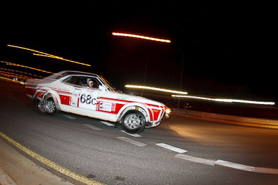 68;30-July-2010;Australia;Caloundra;Chris-Harbeck;John-Blake;QLD;Queensland;Sunshine-Coast;Toyota-Celica;auto;classic;fisheye;historic;motion-blur;motorsport;night;racing;vintage