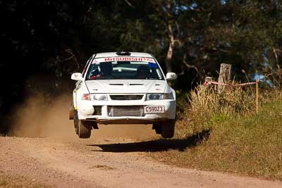 32;31-July-2010;Australia;Erik-Johnsson;Erin-Kelly;Evo-6;Imbil;Mitsubishi-Lancer;Mitsubishi-Lancer-Evolution-VI;QLD;QRC;Queensland;Queensland-Rally-Championship;Sunshine-Coast;auto;motorsport;racing;super-telephoto