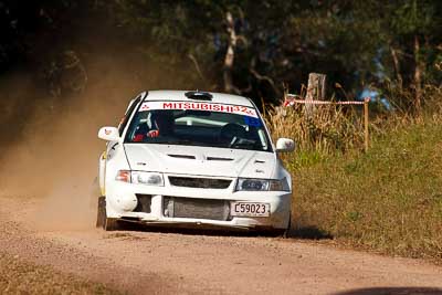 32;31-July-2010;Australia;Erik-Johnsson;Erin-Kelly;Evo-6;Imbil;Mitsubishi-Lancer;Mitsubishi-Lancer-Evolution-VI;QLD;QRC;Queensland;Queensland-Rally-Championship;Sunshine-Coast;auto;motorsport;racing;super-telephoto