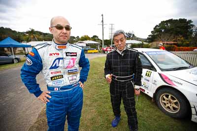 1-August-2010;APRC;Asia-Pacific-Rally-Championship;Atsushi-Masumura;Australia;Imbil;Osamu-Yoda;QLD;Queensland;Sunshine-Coast;auto;motorsport;portrait;racing;service-centre;service-park;wide-angle