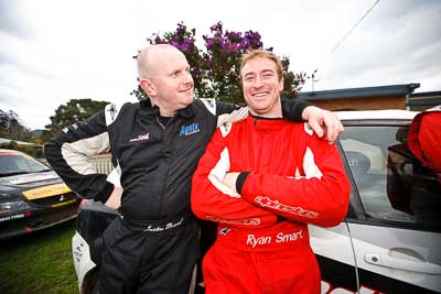 1-August-2010;ARC;Australia;Australian-Rally-Championship;Imbil;Justin-Dowel;QLD;Queensland;Ryan-Smart;Sunshine-Coast;auto;motorsport;portrait;racing;service-centre;service-park;wide-angle