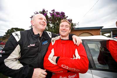 1-August-2010;ARC;Australia;Australian-Rally-Championship;Imbil;Justin-Dowel;QLD;Queensland;Ryan-Smart;Sunshine-Coast;auto;motorsport;portrait;racing;service-centre;service-park;wide-angle