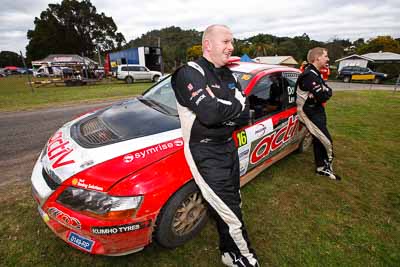 1-August-2010;ARC;Australia;Australian-Rally-Championship;Imbil;Justin-Dowel;Matt-Lee;QLD;Queensland;Sunshine-Coast;auto;motorsport;portrait;racing;service-centre;service-park;wide-angle