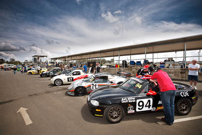 94;26-September-2010;Ashley-Miller;Australia;Dark-Horse-Racing;Geoff-Marsh;Mazda-MX‒5;Mazda-MX5;Mazda-Miata;Morgan-Park-Raceway;QLD;Queensland;Warwick;auto;clouds;motorsport;racing;sky;wide-angle