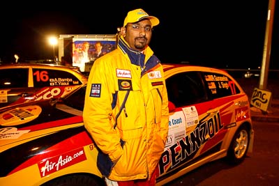 13-May-2011;APRC;Asia-Pacific-Rally-Championship;Australia;Caloundra;Gunaseelan-Rajoo;IROQ;International-Rally-Of-Queensland;QLD;Queensland;Sunshine-Coast;auto;motorsport;night;portrait;racing;wide-angle