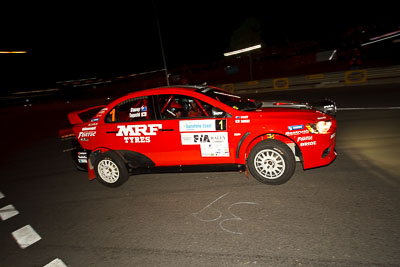 1;1;13-May-2011;APRC;Asia-Pacific-Rally-Championship;Australia;Caloundra;IROQ;International-Rally-Of-Queensland;Katsu-Taguchi;Mark-Stacey;Mitsubishi-Lancer-Evolution-X;QLD;Queensland;Sunshine-Coast;Team-MRF;auto;motorsport;night;racing;wide-angle