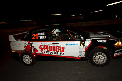 21;13-May-2011;21;ARC;Australia;Australian-Rally-Championship;Caloundra;IROQ;International-Rally-Of-Queensland;Lee-Tierney;Mark-Pedder;Mitsubishi-Lancer-Evolution-IX;Pedders-Suspension;QLD;Queensland;Sunshine-Coast;auto;motorsport;night;racing;wide-angle