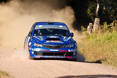 8;14-May-2011;8;APRC;Asia-Pacific-Rally-Championship;Australia;IROQ;Imbil;International-Rally-Of-Queensland;Jean‒Louis-Leyraud;Malcom-Peden;QLD;Queensland;Subaru-Impreza-WRX-STI;Sunshine-Coast;auto;motorsport;racing;super-telephoto