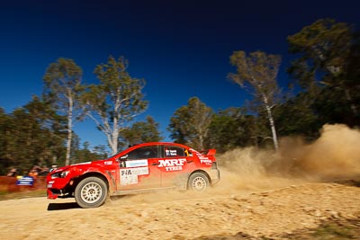 1;1;14-May-2011;APRC;Asia-Pacific-Rally-Championship;Australia;IROQ;Imbil;International-Rally-Of-Queensland;Katsu-Taguchi;Mark-Stacey;Mitsubishi-Lancer-Evolution-X;QLD;Queensland;Sunshine-Coast;Team-MRF;auto;motorsport;racing;special-stage;wide-angle