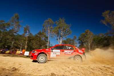 3;14-May-2011;3;APRC;Asia-Pacific-Rally-Championship;Australia;Gaurav-Gill;Glen-Macneall;IROQ;Imbil;International-Rally-Of-Queensland;Mitsubishi-Lancer-Evolution-X;QLD;Queensland;Sunshine-Coast;Team-MRF;auto;motorsport;racing;special-stage;wide-angle