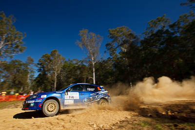 8;14-May-2011;8;APRC;Asia-Pacific-Rally-Championship;Australia;IROQ;Imbil;International-Rally-Of-Queensland;Jean‒Louis-Leyraud;Malcom-Peden;QLD;Queensland;Subaru-Impreza-WRX-STI;Sunshine-Coast;auto;motorsport;racing;special-stage;wide-angle