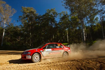 24;14-May-2011;24;ARC;Australia;Australian-Rally-Championship;Helen-Cheers;IROQ;Imbil;International-Rally-Of-Queensland;Michael-Boaden;Mitsubishi-Lancer-Evolution-IX;QLD;Queensland;Sunshine-Coast;auto;motorsport;racing;special-stage;wide-angle