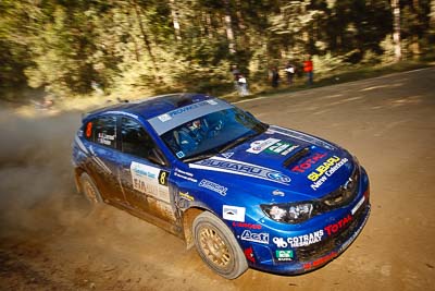 8;14-May-2011;8;APRC;Asia-Pacific-Rally-Championship;Australia;IROQ;Imbil;International-Rally-Of-Queensland;Jean‒Louis-Leyraud;Malcom-Peden;QLD;Queensland;Subaru-Impreza-WRX-STI;Sunshine-Coast;auto;motorsport;racing;special-stage;wide-angle