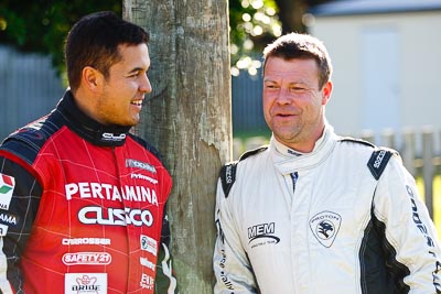 15-May-2011;APRC;Asia-Pacific-Rally-Championship;Australia;IROQ;Imbil;International-Rally-Of-Queensland;QLD;Queensland;Rifat-Sungkar;Stephane-Prevot;Sunshine-Coast;auto;motorsport;portrait;racing;service-park;telephoto