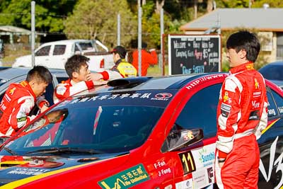 15-May-2011;APRC;Asia-Pacific-Rally-Championship;Australia;Fan-Fan;Hongyu-Pan;IROQ;Imbil;International-Rally-Of-Queensland;Junwei-Fang;QLD;Queensland;Sunshine-Coast;auto;motorsport;portrait;racing;service-park;telephoto