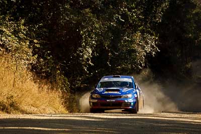 8;15-May-2011;8;APRC;Asia-Pacific-Rally-Championship;Australia;IROQ;Imbil;International-Rally-Of-Queensland;Jean‒Louis-Leyraud;Malcom-Peden;QLD;Queensland;Subaru-Impreza-WRX-STI;Sunshine-Coast;auto;motorsport;racing;special-stage;telephoto