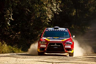 13;13;15-May-2011;APRC;Asia-Pacific-Rally-Championship;Australia;Hao-Yuan;Hongyu-Pan;IROQ;Imbil;International-Rally-Of-Queensland;Mitsubishi-Lancer-Evolution-X;QLD;Queensland;Soueast-Motor-Kumho-Team;Sunshine-Coast;auto;motorsport;racing;special-stage;telephoto