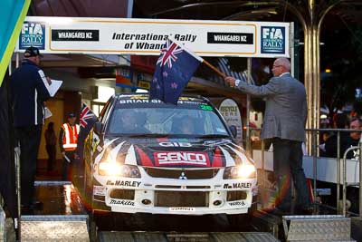 26;15-July-2011;26;APRC;Asia-Pacific-Rally-Championship;Dean-Summer;International-Rally-Of-Whangarei;Mitsubishi-Lancer-Evolution-IX;NZ;New-Zealand;Northland;Paul-Fallon;Rally;Whangarei;auto;ceremonial-start;ceremony;garage;motorsport;pre‒event;racing;start;telephoto