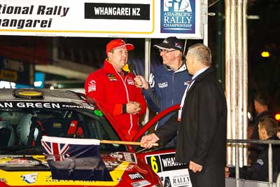 15-July-2011;APRC;Asia-Pacific-Rally-Championship;International-Rally-Of-Whangarei;NZ;New-Zealand;Northland;Rally;Richard-Mason;Whangarei;auto;ceremonial-start;ceremony;garage;motorsport;night;pre‒event;racing;start;telephoto