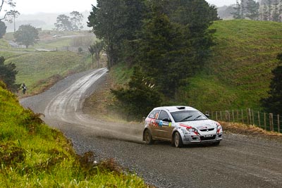 18;16-July-2011;APRC;Asia-Pacific-Rally-Championship;International-Rally-Of-Whangarei;Karamjit-Singh;NZ;New-Zealand;Northland;Proton-Cusco-Rally-Team;Proton-Satria-Neo;Rally;Vivek-Ponnusamy;Whangarei;auto;garage;motorsport;racing;special-stage;telephoto