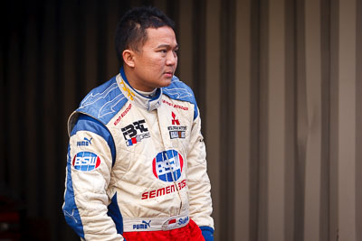 16-July-2011;APRC;Asia-Pacific-Rally-Championship;International-Rally-Of-Whangarei;NZ;New-Zealand;Northland;Rally;Subhan-Aksa;Whangarei;auto;garage;motorsport;portrait;racing;service-park;telephoto