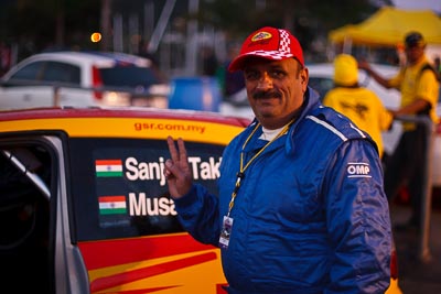 16-July-2011;50mm;APRC;Asia-Pacific-Rally-Championship;International-Rally-Of-Whangarei;NZ;New-Zealand;Northland;Rally;Sanjay-Ram-Takle;Whangarei;auto;garage;motorsport;portrait;racing;service-park