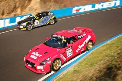 54;25-February-2012;54;Adam-Beechey;Anthony-Alford;Australia;Bathurst;Bathurst-12-Hour;Donut-King;Mt-Panorama;NSW;New-South-Wales;Nissan-GT‒R;Peter-Leemhuis;auto;endurance;motion-blur;motorsport;racing;wide-angle