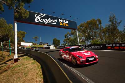 54;54;8-February-2013;Adam-Beechey;Australia;Bathurst;Bathurst-12-Hour;Donut-King;Grand-Tourer;Mt-Panorama;NSW;New-South-Wales;Nissan-GT‒R;Peter-Leemhuis;The-Dipper;Tony-Alford;auto;endurance;motorsport;racing;sky;wide-angle