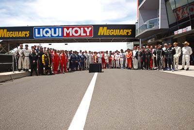 9-February-2013;Australia;Bathurst;Bathurst-12-Hour;Grand-Tourer;Mt-Panorama;NSW;New-South-Wales;atmosphere;auto;drivers;endurance;group;motorsport;photoshoot;pitlane;racing;wide-angle