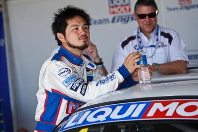 9-February-2013;Australia;Bathurst;Bathurst-12-Hour;Charles-Ng;Grand-Tourer;LIQUI-MOLY-Team-Engstler;Mt-Panorama;NSW;New-South-Wales;atmosphere;auto;endurance;motorsport;paddock;pitlane;portrait;racing;telephoto