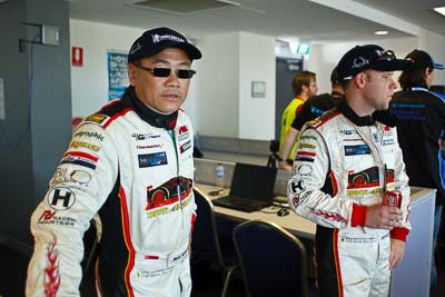 28mm;9-February-2013;Australia;Bathurst;Bathurst-12-Hour;Clearwater-Racing;Grand-Tourer;Matt-Griffin;Mok-Weng-Sun;Mt-Panorama;NSW;New-South-Wales;auto;endurance;interview;media-centre;motorsport;portrait;press-conference;racing