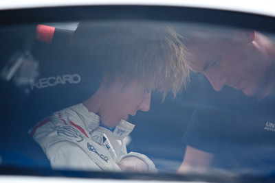 9-February-2013;Australia;Bathurst;Bathurst-12-Hour;Brendon-Hartley;Grand-Tourer;Mt-Panorama;NSW;New-South-Wales;United-Autosports;atmosphere;auto;endurance;in‒car;motorsport;paddock;pitlane;portrait;racing;telephoto