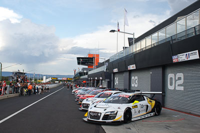 1;1;28mm;9-February-2013;Audi-R8-LMS-Ultra;Australia;Bathurst;Bathurst-12-Hour;Grand-Tourer;Mt-Panorama;NSW;New-South-Wales;Phoenix-Racing;atmosphere;auto;clouds;endurance;motorsport;paddock;pitlane;racing;sky