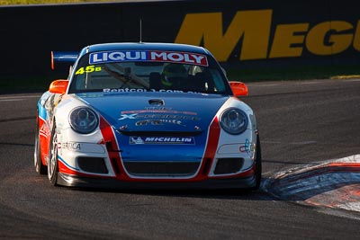 45;10-February-2013;45;Aaron-Zerefos;Australia;Barton-Mawer;Bathurst;Bathurst-12-Hour;Duvashen-Padayachee;Grand-Tourer;Indiran-Padayachee;Mt-Panorama;Murrays-Corner;NSW;New-South-Wales;Porsche-911-GT3-Cup-997;Rentcorp-Forklifts;auto;endurance;motorsport;racing;super-telephoto