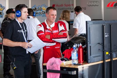 7-February-2014;Australia;Bathurst;Bathurst-12-Hour;Marc-Cini;NSW;Network-Clothing-Hallmarc;New-South-Wales;atmosphere;auto;endurance;garage;motorsport;paddock;portrait;racing;telephoto