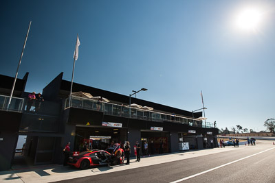 9;7-February-2014;9;Audi-R8-LMS-Ultra;Australia;Bathurst;Bathurst-12-Hour;Christopher-Mies;Marc-Cini;Mark-Eddy;NSW;Network-ClothingHallmarc;New-South-Wales;atmosphere;auto;endurance;motorsport;pitlane;racing;sky;sun;wide-angle