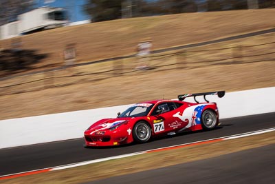 77;77;8-February-2014;AF-Corse;Australia;Bathurst;Bathurst-12-Hour;Ferrari-458-Italia-GT3;Marco-Cioci;Michele-Rugolo;NSW;New-South-Wales;Steve-Wyatt;auto;endurance;motorsport;racing;telephoto