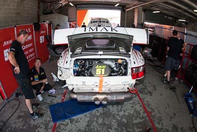 51;51;8-February-2014;Andrew-MacPherson;Australia;Bathurst;Bathurst-12-Hour;Ben-Porter;Garth-Walden;IMAKKWIKMIT;NSW;New-South-Wales;Porsche-911-GT3-Cup-S;auto;endurance;fisheye;garage;motorsport;racing