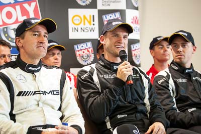 8-February-2014;Australia;Bathurst;Bathurst-12-Hour;Bernd-Schneider;Erebus-Motorsport;Erebus-Racing;NSW;New-South-Wales;Nico-Bastian;atmosphere;auto;endurance;media-centre;motorsport;portrait;press-conference;racing;telephoto