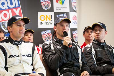 8-February-2014;Australia;Bathurst;Bathurst-12-Hour;Bernd-Schneider;Erebus-Motorsport;Erebus-Racing;NSW;New-South-Wales;Nico-Bastian;atmosphere;auto;endurance;media-centre;motorsport;portrait;press-conference;racing;telephoto