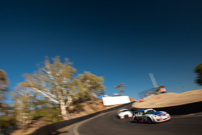 45;45;9-February-2014;Australia;Barton-Mawer;Bathurst;Bathurst-12-Hour;Duvashen-Padayachee;NSW;New-South-Wales;Porsche-997-GT3-Cup;Rencorp-Hyundai-Forklifts;Richard-Muscat;auto;endurance;motion-blur;motorsport;racing;sky;wide-angle