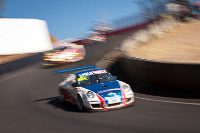 45;45;9-February-2014;Australia;Barton-Mawer;Bathurst;Bathurst-12-Hour;Duvashen-Padayachee;NSW;New-South-Wales;Porsche-997-GT3-Cup;Rencorp-Hyundai-Forklifts;Richard-Muscat;auto;endurance;motion-blur;motorsport;racing;telephoto